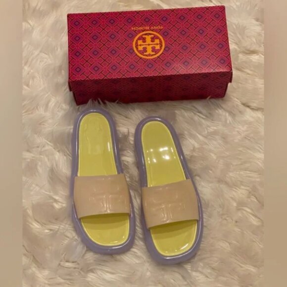 Tory Burch Sandals Bubble Slides Jelly Cloud Purple & Neon SZ 11 NEW WITH BOX! - Picture 8 of 11